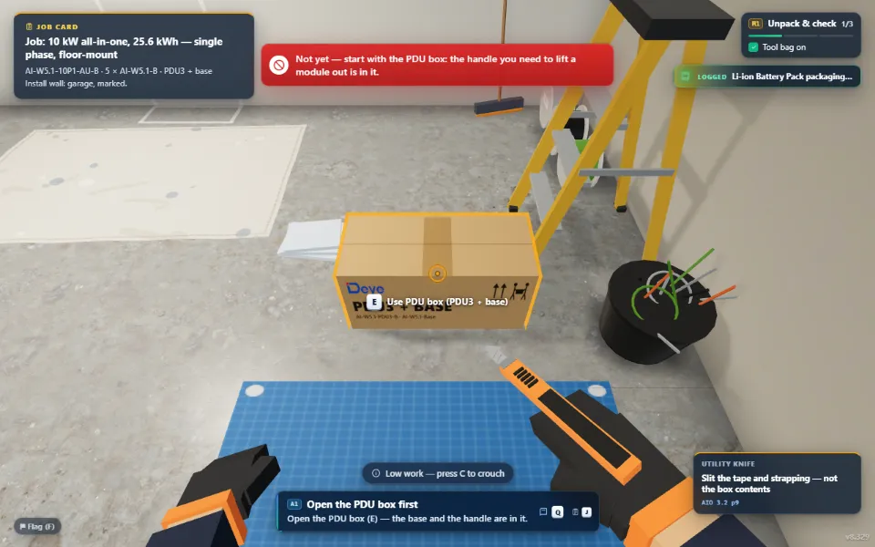 Gear up & unpack in the Deye Install Simulator