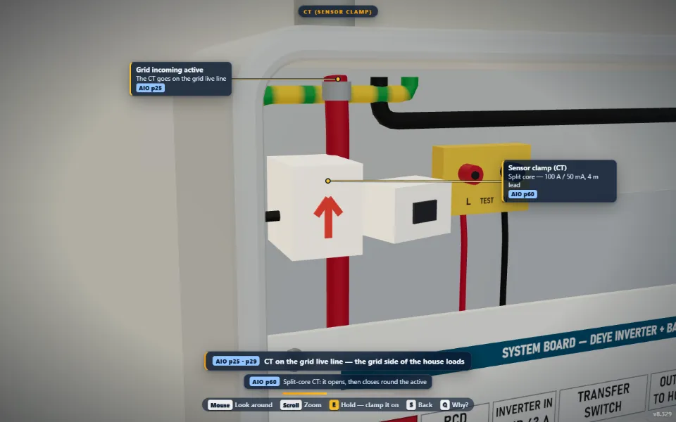 AC wiring & system board in the Deye Install Simulator